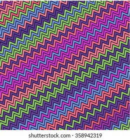 Vector background bright and colorful made of zig zag stripes