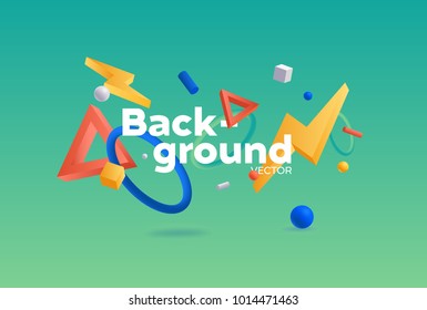 Vector background with bright colors and minimalistic shapes