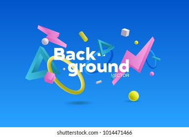 Vector background with bright colors and minimalistic shapes