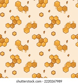 Vector background with bright honeycombs. Seamless pattern