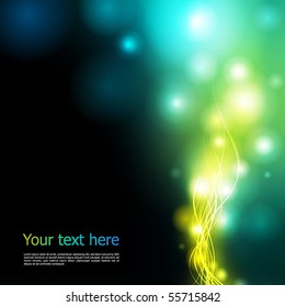 Vector Background. Bright Lights  on black