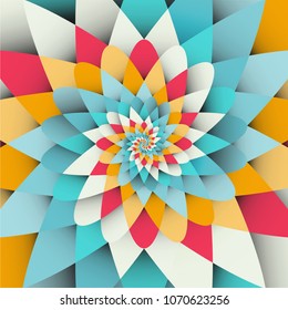 Vector background with bright rainbow spiral psychedelic form pattern