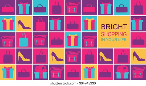 vector Background bright shopping in your life, with colorful shopping icons