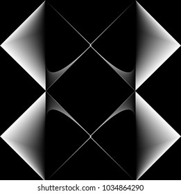 vector background of bright wavy lines in white on a black background.