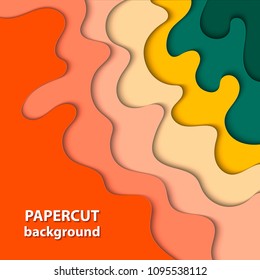 Vector background with bright yellow, red and green color paper cut shapes. 3D abstract paper art style, design layout for business presentations, flyers, posters, prints, cards, brochure cover.