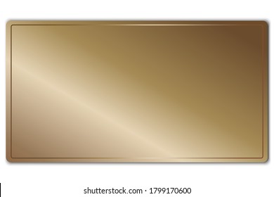 Vector background of bronze plaque. Metal texture with a gradient. Steel sheet with a frame. Vector image.