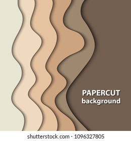 Vector background with brown and beige color paper cut shapes. 3D abstract paper art style, design layout for business presentations, flyers, posters, prints, decoration, cards, brochure cover.