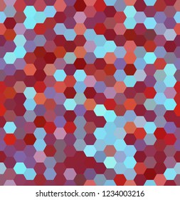 Vector background with brown, orange, blue hexagons. Can be used for printing onto fabric and paper or decoration.