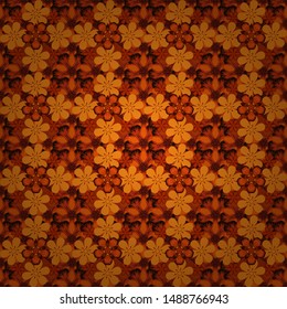 Vector background with brown, orange and red small flowers. Hand painted ditsy flowers seamless pattern.