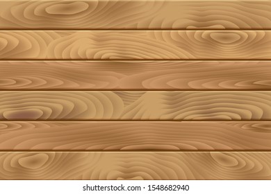 Vector background. Brown wooden plank desk table. Top view.