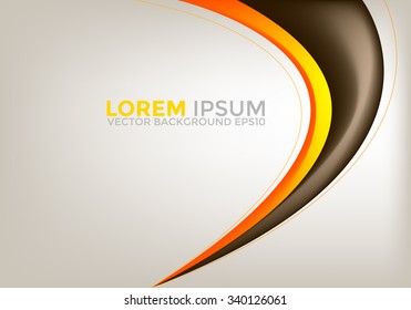 Vector Background With Brown And Yellow Orange Curve Line On White Space For Text And Message Design