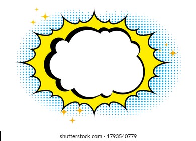 Vector background of bubble blast. Flash in comic style. Cool explosion icon.