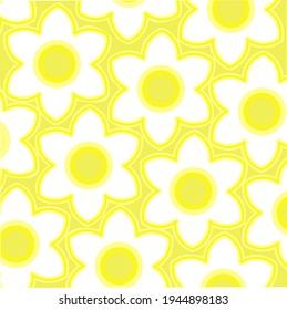 vector background of bunch of flowers with bright yellow petals in full bloom With a white background behind 