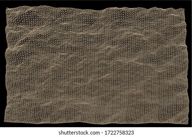 Vector background. Burlap, rough vintage fabric on a black background.