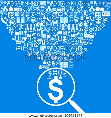 vector background of business icons. search for income