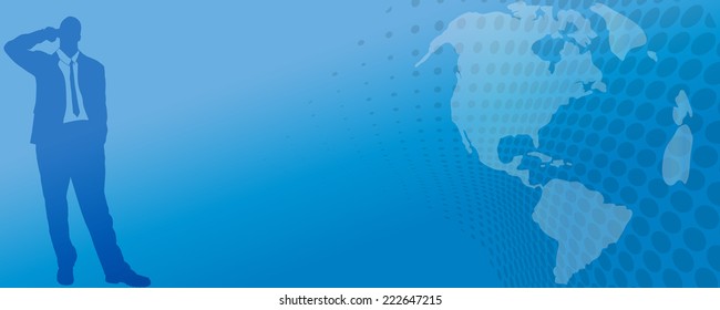 Vector background with a businessman taking a call.
