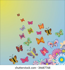 vector background with butterflies