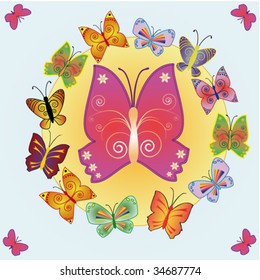 vector background with butterflies