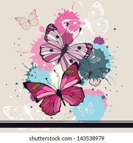 Vector background butterflies and flowers