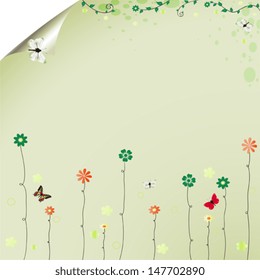 Vector background with butterflies and flowers, EPS 10