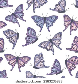 Vector background with butterflies. Pattern with butterflies on a white background.