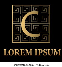 Vector background with C letter golden