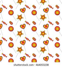 Vector background with vector candies of various shapes placed on it