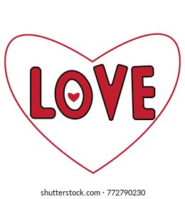 Vector background. Card. Love. Inscription in the heart.Eps10.