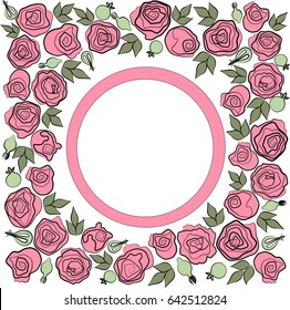 fondo vectorial o tarjeta para el diseño de la boda o rosas de la tarjeta de saludo rosa en estilo vintage