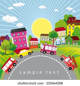 Vector background with cars on the road
