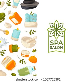 Vector background cartoon beauty and spa elements