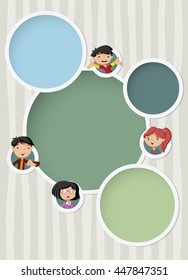 Vektorhintergrund mit Cartoon-Familie. Circle Frames für Text. Infografik Template Design mit Kugeln.