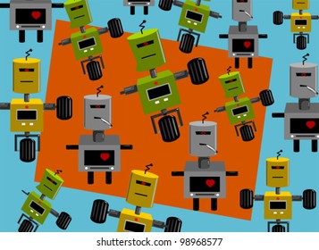 vector background cartoon robots