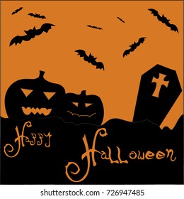 Vector of background in cartoon style in Halloween concept.