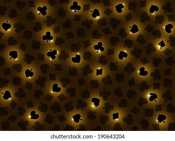 Vector background with casino design elements and golden sparks.
