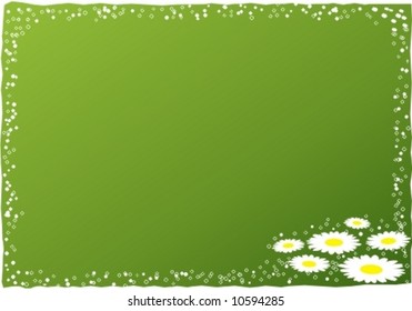 Vector background of chamomiles (camomiles) framed with white bubbles