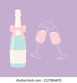 vector background with champagne glasses and bottle for banners, cards, flyers, social media wallpapers, etc.