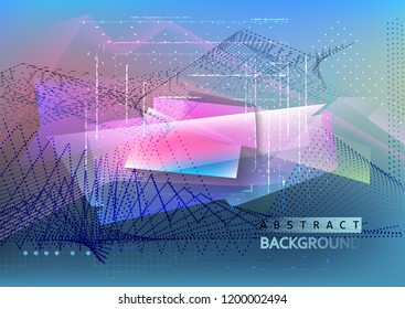 Vector background. Chaotic lines, dots, circles, rectangles. Abstract geometric shapes. Trendy design. Eps 10