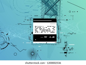 Vector background. Chaotic lines, dots, circles, rectangles. Abstract geometric shapes. Trendy design. Eps 10
