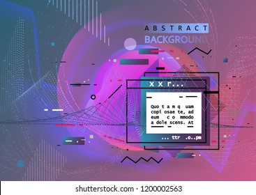 Vector background. Chaotic lines, dots, circles, rectangles. Abstract geometric shapes. Trendy design. Eps 10