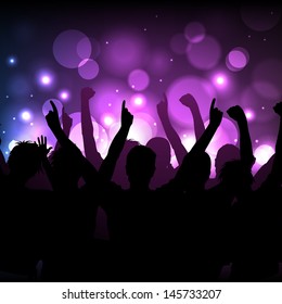 Vector background - cheering crowd at a concert or in a club