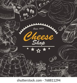 Vector background with cheese products. Vector illustration for your design