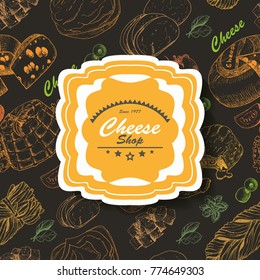 Vector background with cheese products. Vector illustration for your design