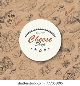Vector background with cheese products. Vector illustration for your design