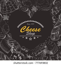 Vector background with cheese products. Vector illustration for your design