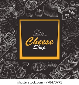 Vector background with cheese products. Vector illustration for your design