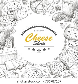 Vector background with cheese products. Vector illustration for your design