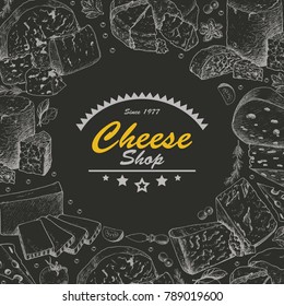 Vector background with cheese products. Vector illustration for your design