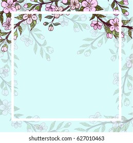 Vector background with the cherry blossoms.