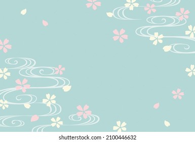fondo vectorial con flores de cerezo y patrón tradicional japonés llamado Ryusui para carteles, tarjetas de felicitación, volantes, fondos de pantalla de medios sociales, etc.
